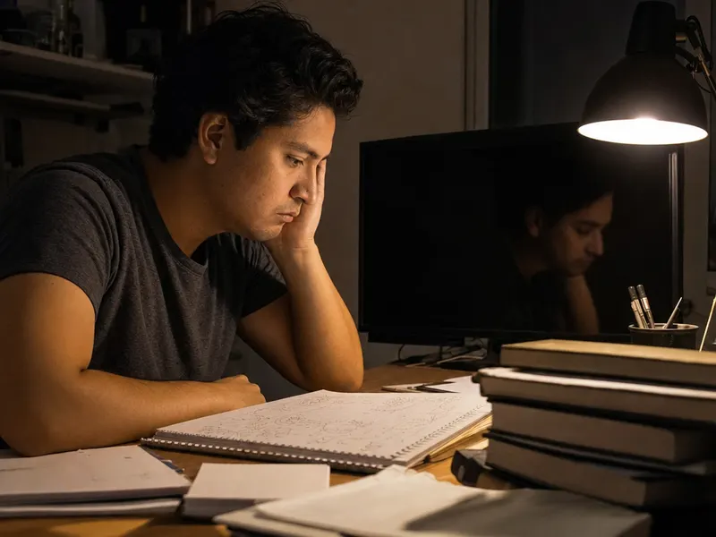 Meses de apuntes y libros sin nada que mostrar en la pantalla apagada